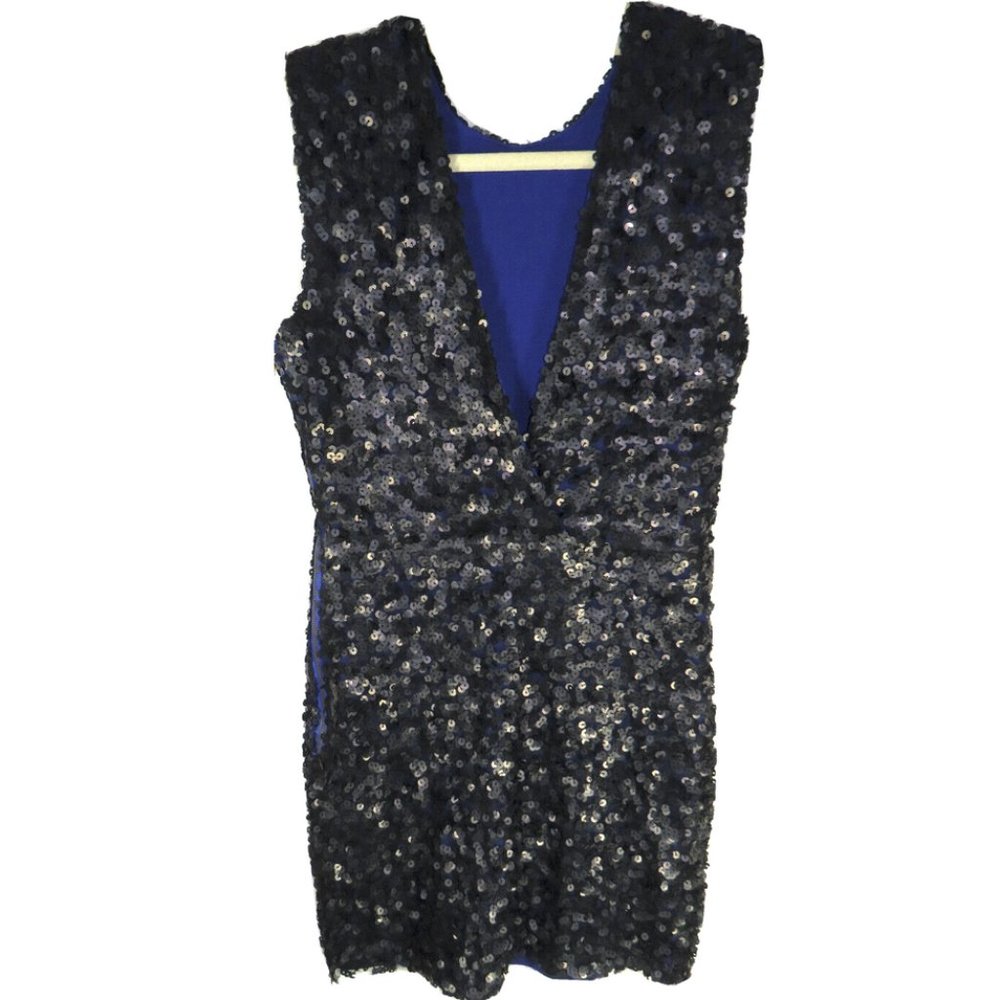 Women's Size Small Black Sequined Party/Club Mini Dress, Side Zip
